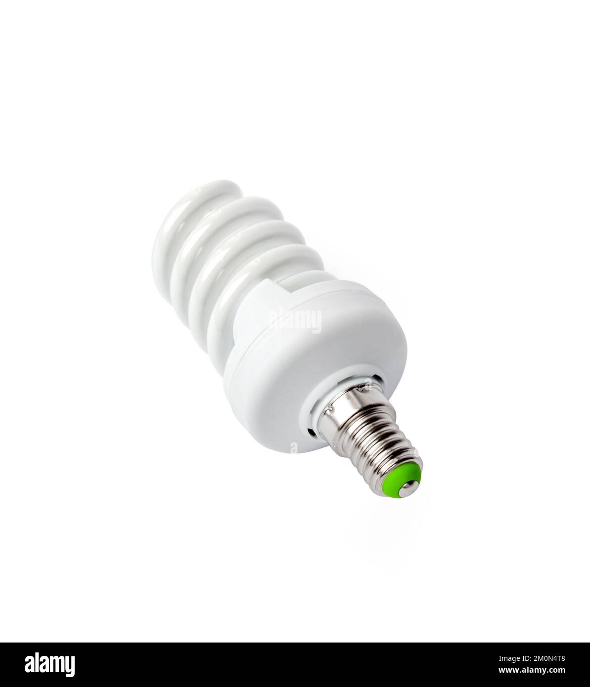 Energy saving fluorescent light bulb on white background isolated with ...