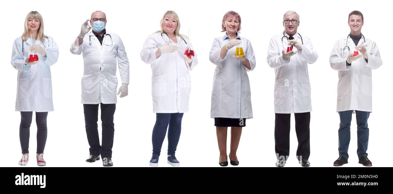 Lab Helpers laboratory assistant holding a flask with liquid isolated Stock Photo ...