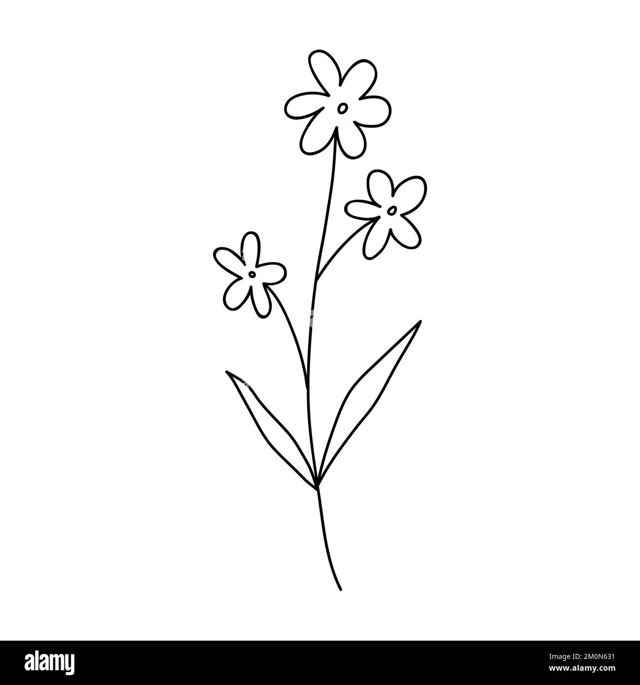 Cute doodle flower isolated on white background. Vector handdrawn