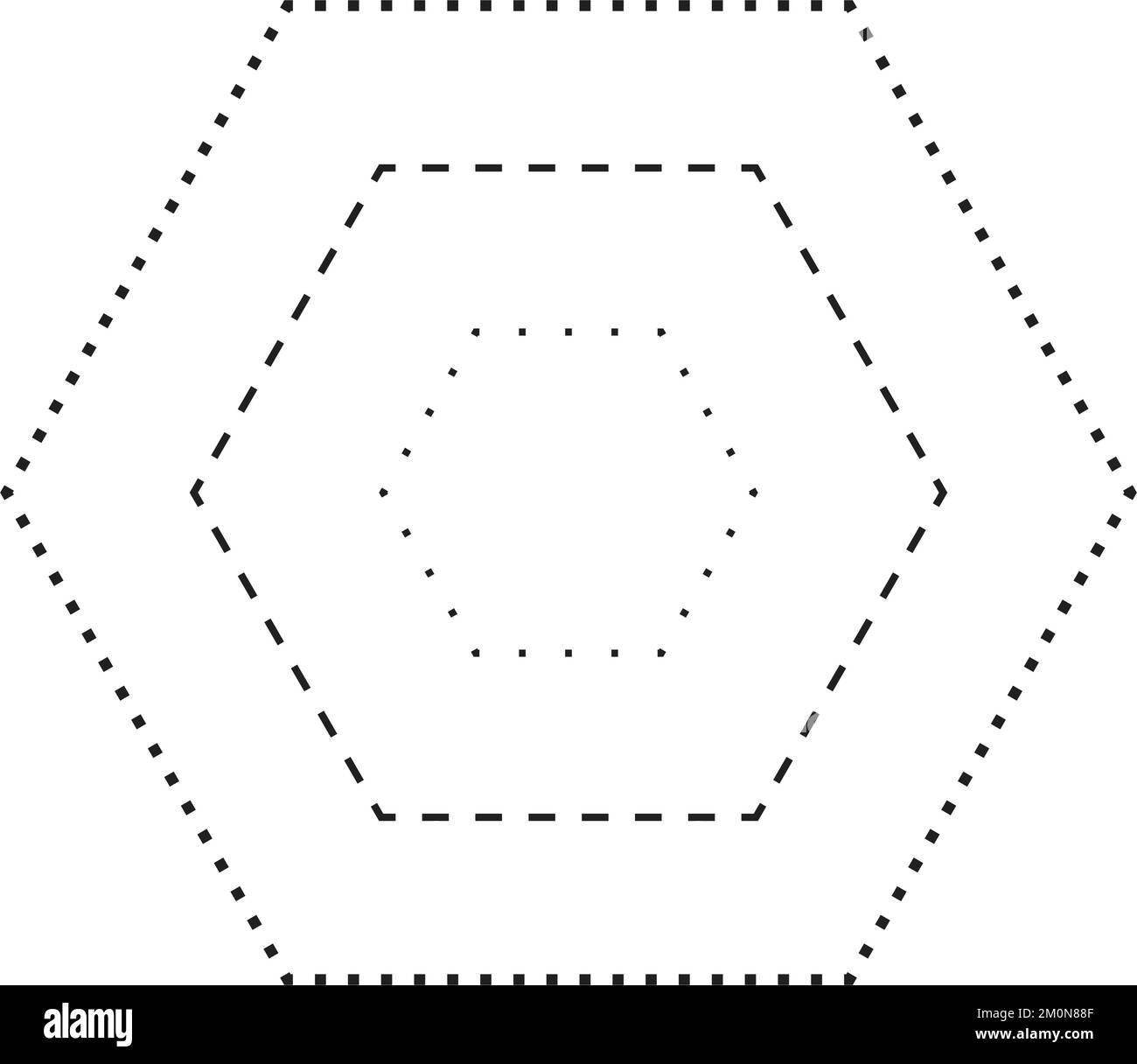 Tracing hexagon shape symbol, dashed and dotted broken line element for