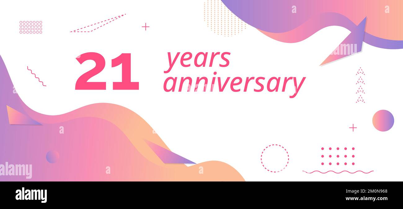 21th anniversary logo, birthday celebration. Stock Vector