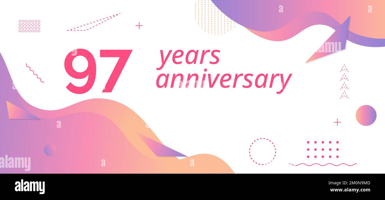 97th anniversary logo, birthday celebration. Stock Vector