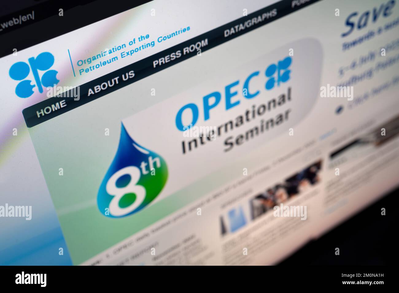 view of the OPEC web page Stock Photo