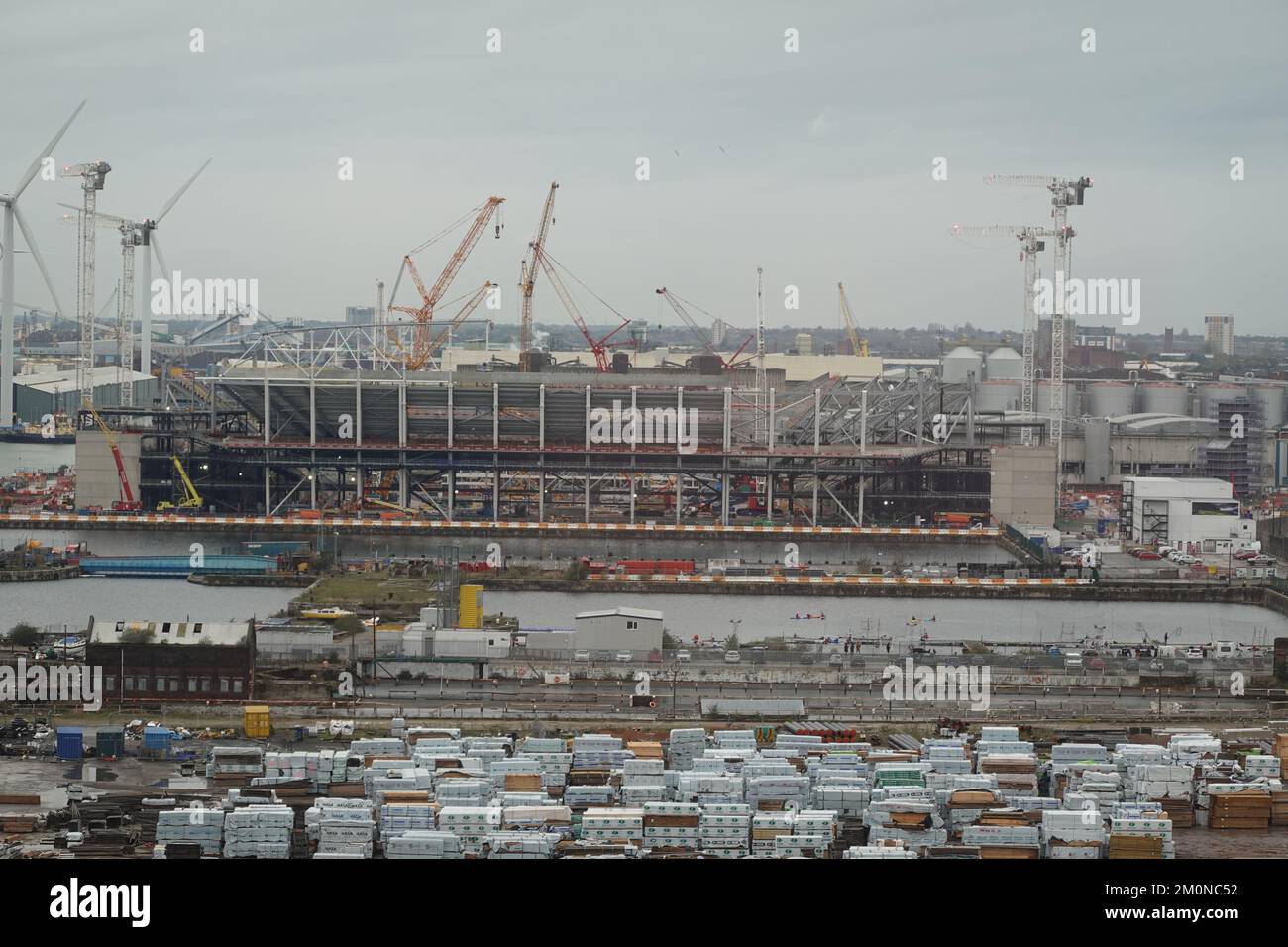 Everton FC new stadium being built at Bramley Moore dock, Liverpool, Merseyside UK, Stock Photo