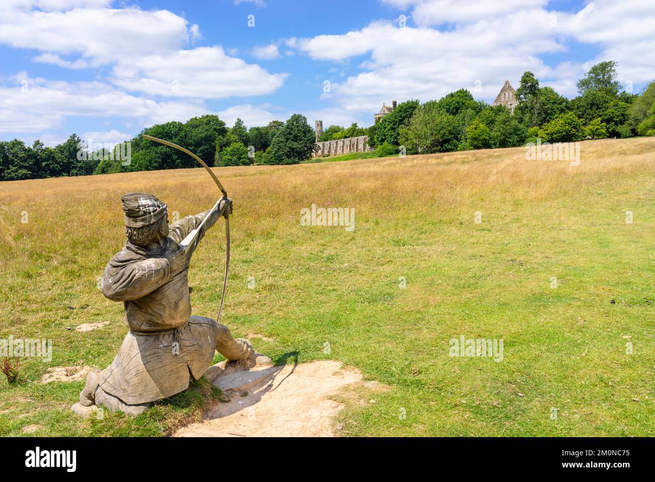 Battle Hastings East Sussex wooden statue of an archer on the battlefield trail the Battle of Hastings 1066 Battlefield Battle England UK GB Europe Stock Photo