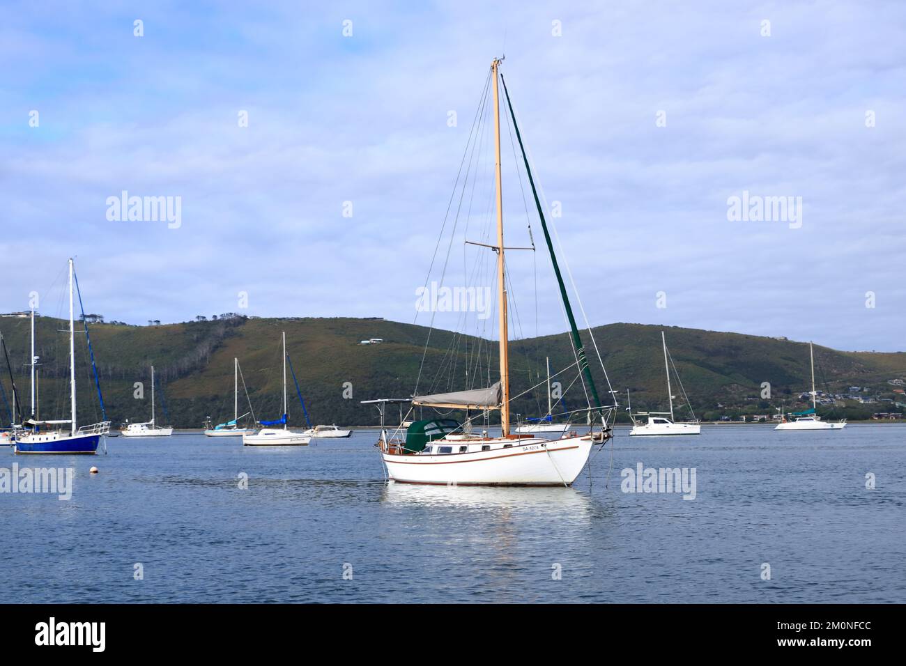Boats on Knysna Lagoon looking towards Knysna Heads, Garden Route in ...