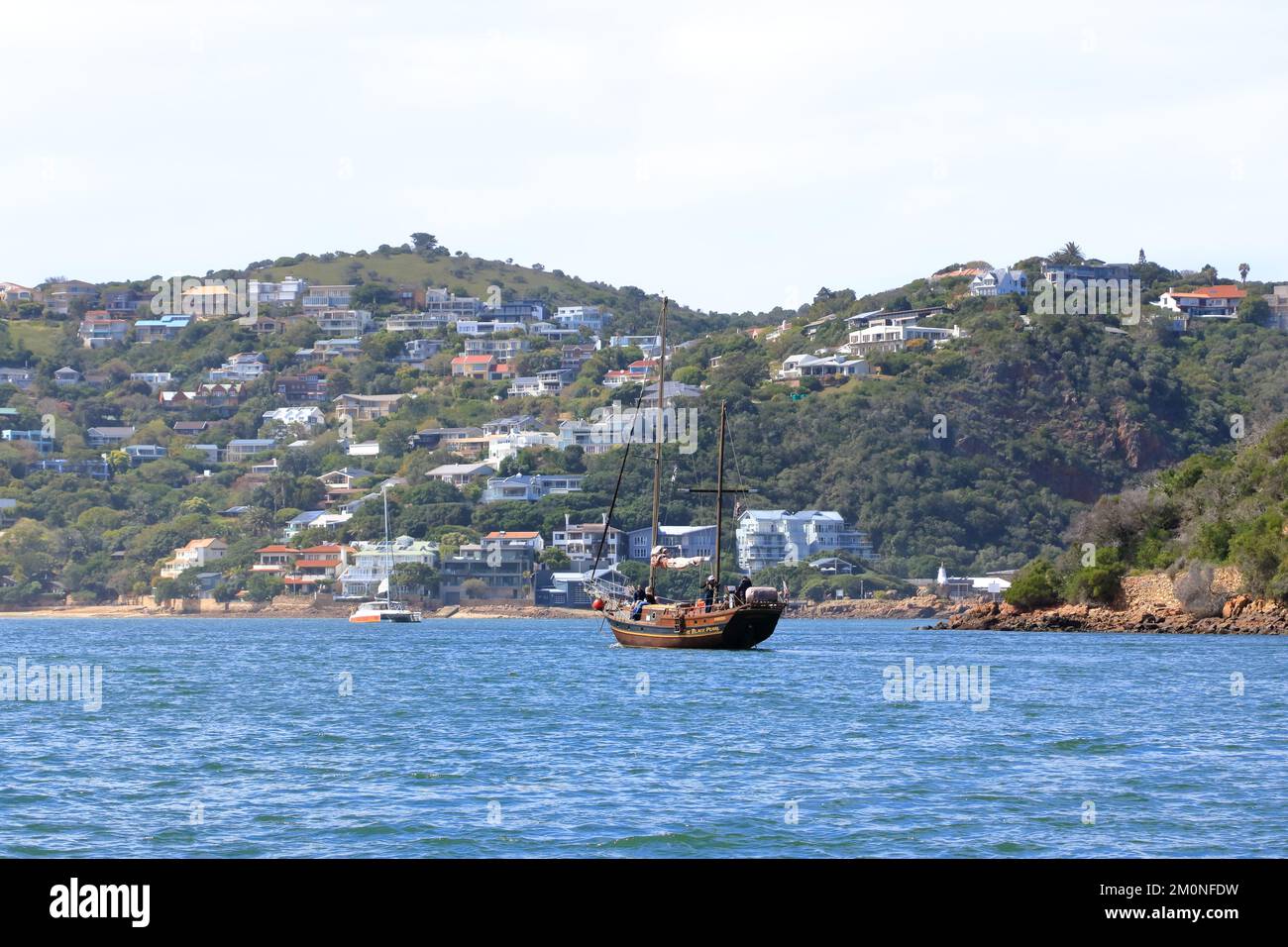 Boats on Knysna Lagoon looking towards Knysna Heads, Garden Route in ...