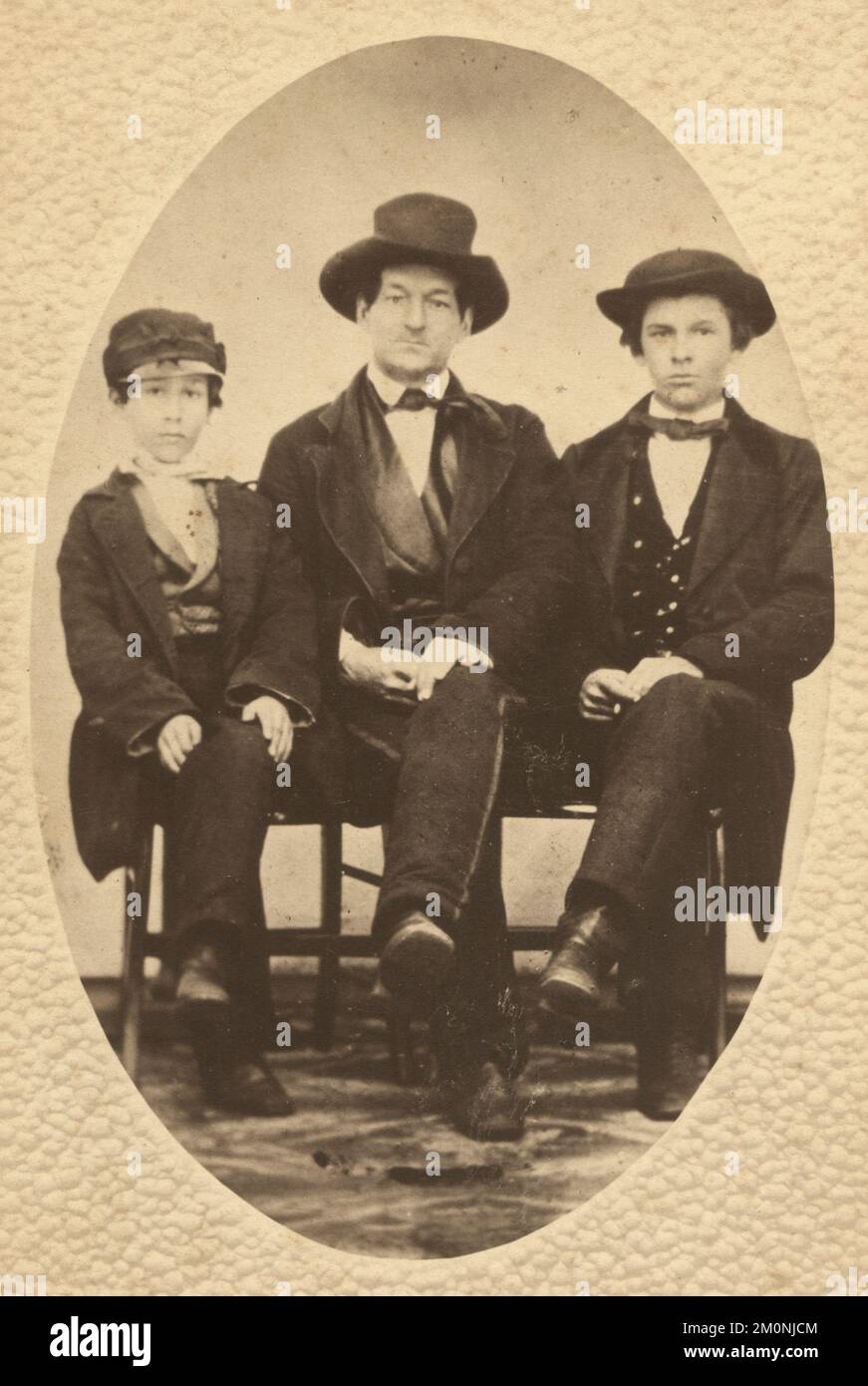 Portrait of male members of the Nash family, Wilton, Connecticut, circa 1860. Stock Photo