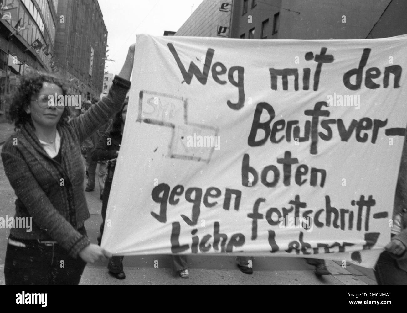 The Schuelermitverantwortung (SMV) campaigned for co-determination for students and apprentices on 1 July 1974 with a congress and subsequent demonstr Stock Photo