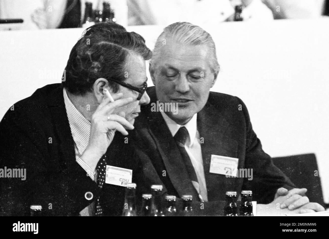 The Party Congress of the Christian Democratic Union (CDU) on 24.5.1976 in Hanover, Heinrich Köppler, Gehard Stoltenberg f.l, Germany, Europe Stock Photo