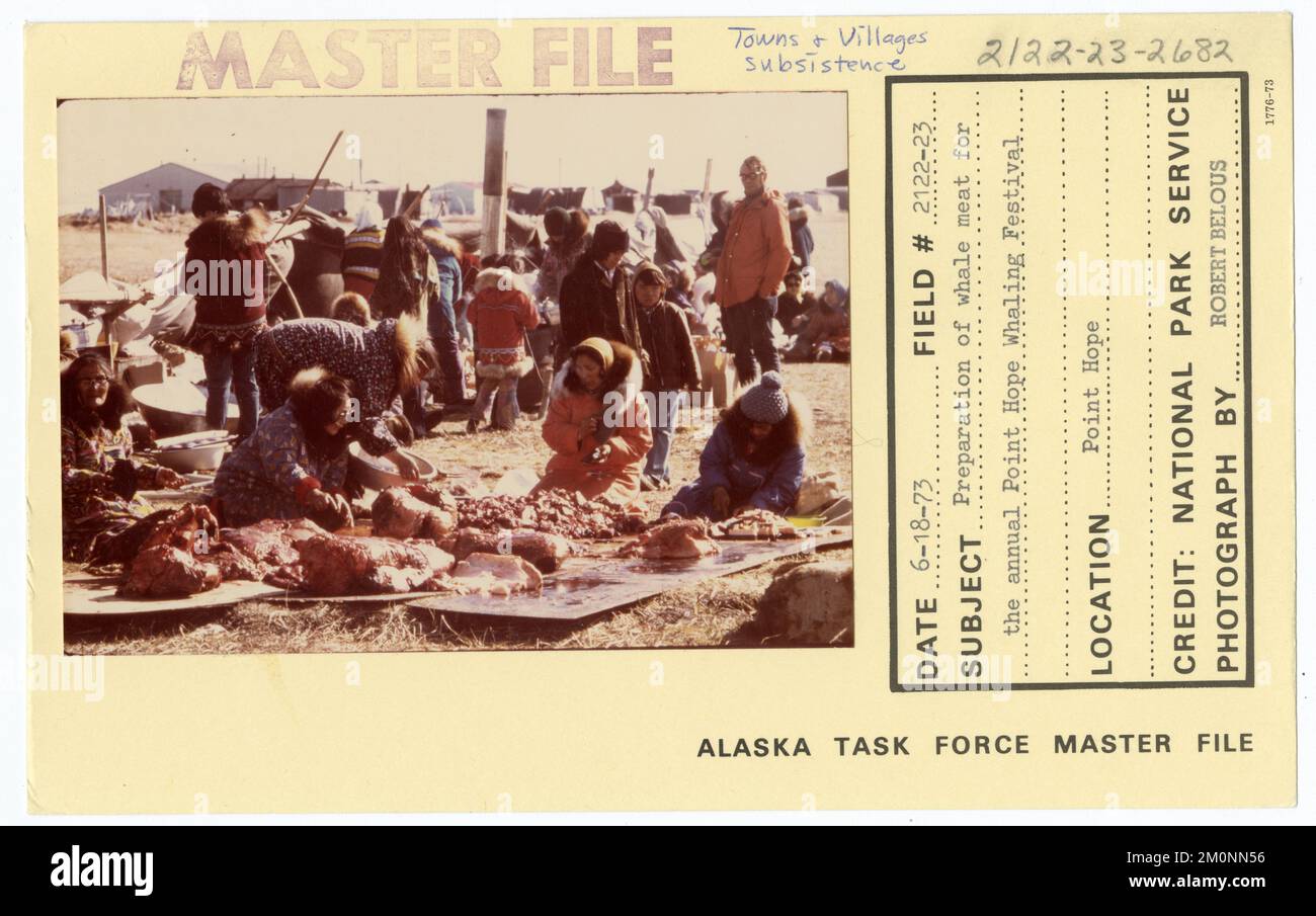 Preparation of whale meat for the annual Point Hope Whaling Festival