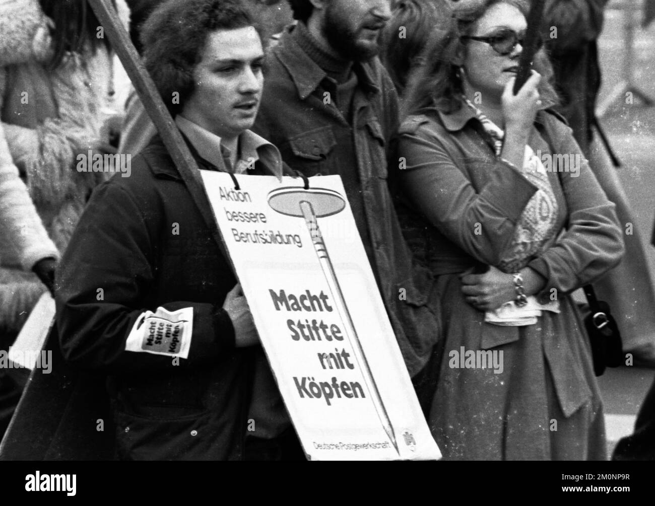 Called by the DGB youth, about 2000 mostly young people demonstrated on 25.10.1975 for co-determination and against unemployment in Giessen, Germany, Stock Photo