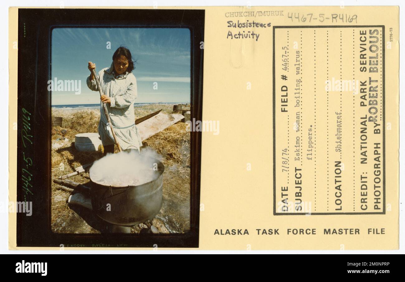 Eskimo woman boiling walrus flippers. Alaska Task Force Photographs ...