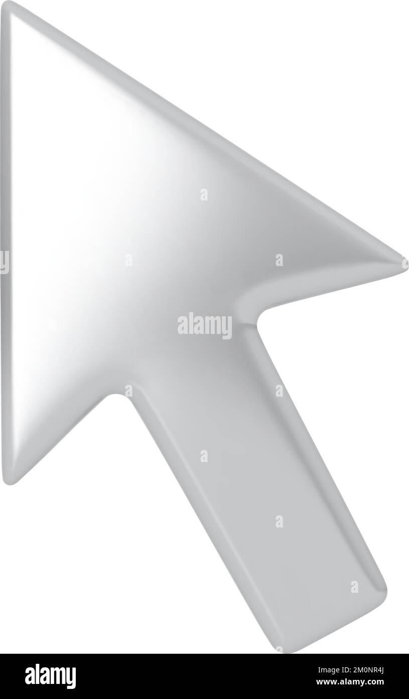 Silver arrow cursor icon or symbol with 3D effect Stock Vector
