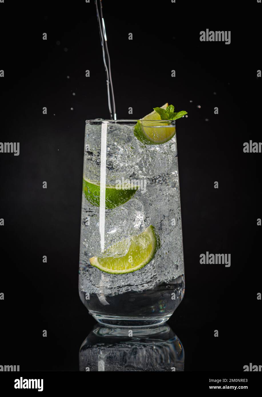 Mineral water with lime Stock Photo Alamy