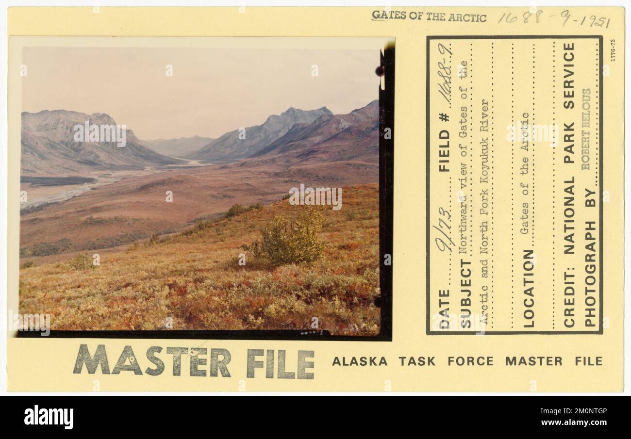 Northward view of Gates of the Arctic and North Fork Koyukuk River. Alaska Task Force