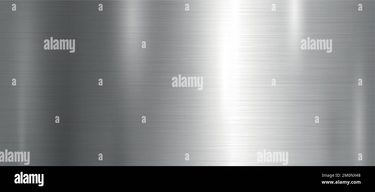 Panoramic background silver steel metal texture - Vector illustration Stock Vector
