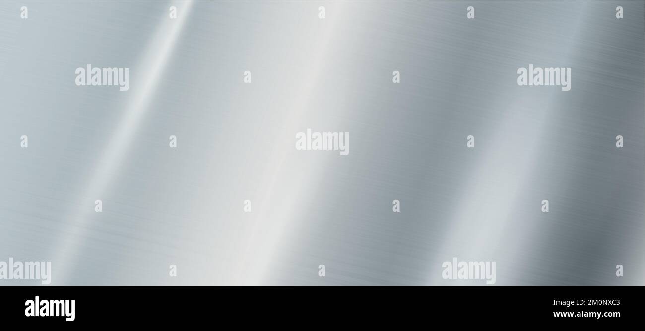 Panoramic background silver steel metal texture - Vector illustration Stock Vector