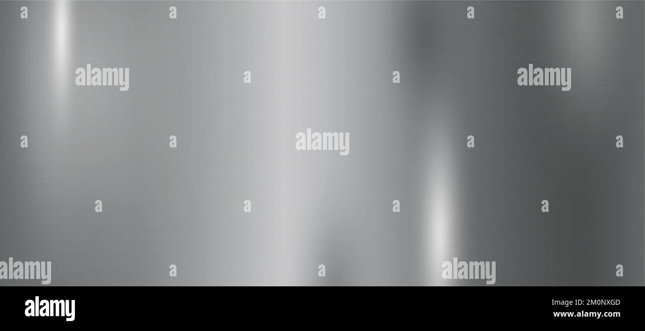 Panoramic background silver steel metal texture - Vector illustration Stock Vector