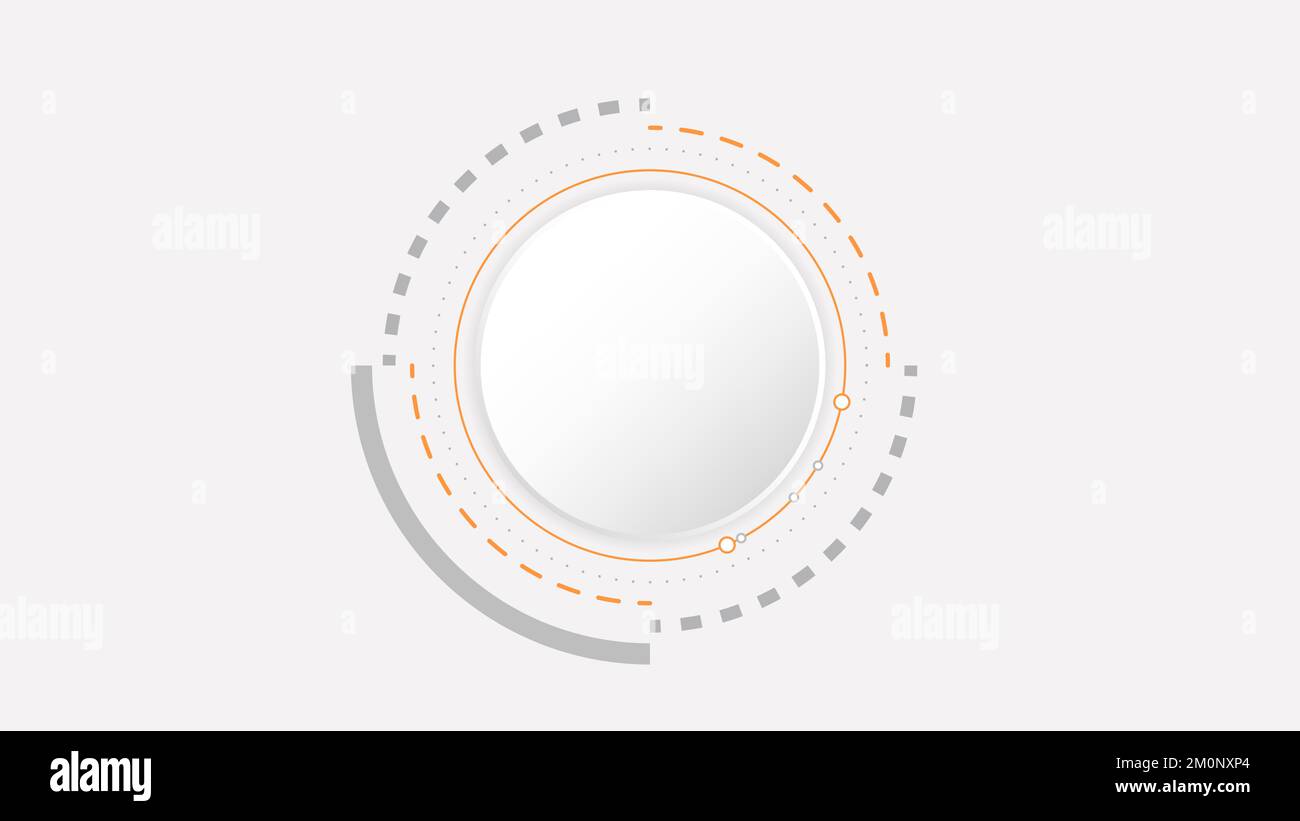 white grey circle technology background abstract. technology with line digital color grey, orange, dot, hi-tech, vector. circle technological for web Stock Vector