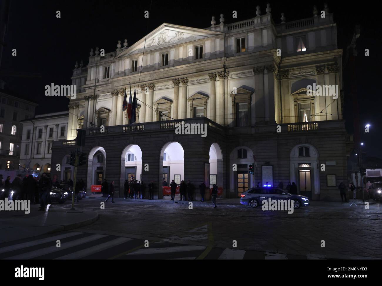 December 7, 2022, MILAN, ITALY: An external view of the Teatro alla Scala  on the occasion of the La Scala opera housesâ€™ season opener, in Milan,  Italy, 07 December 2022. The Scala