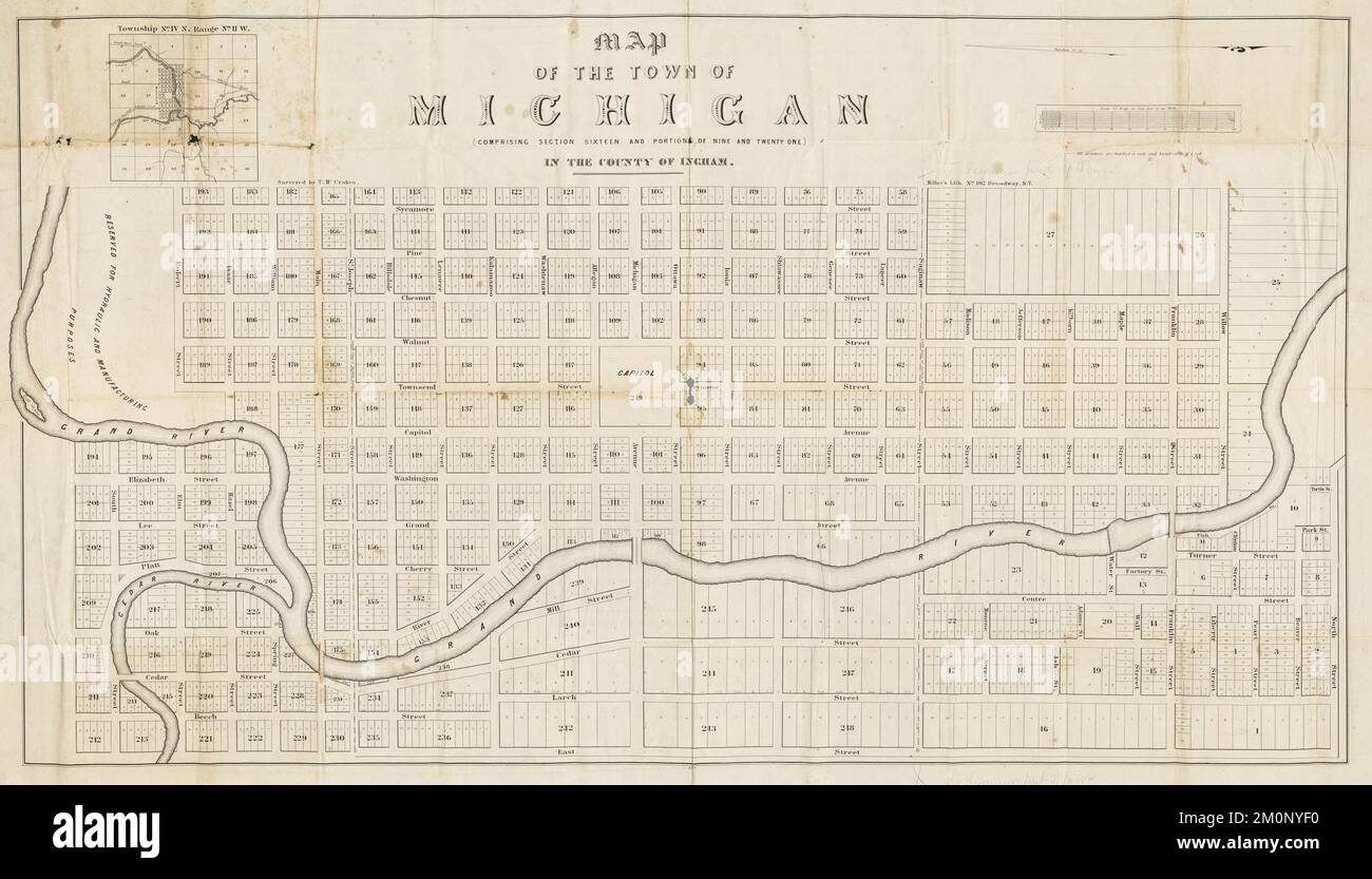 An 1847 plat map of quot the town of - An 1847 Plat Map Of The Town Of Michigan 2M0NYF0 