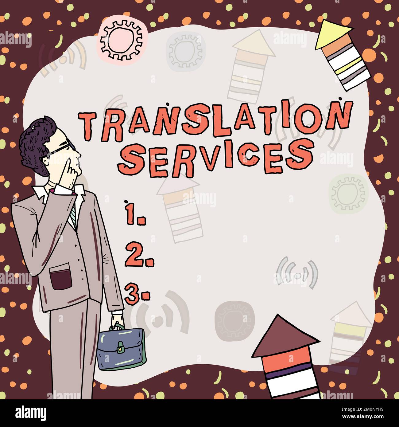 Writing displaying text Translation Services. Concept meaning