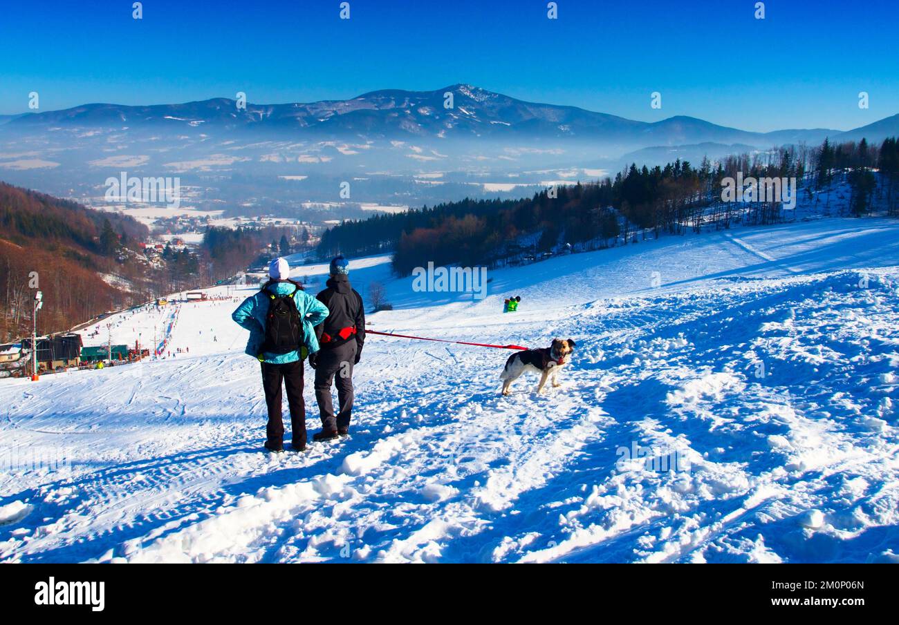 Ski slope Opalena na Celadna in the Beskydy Mountains in Moravia in the  Czech Republic Stock Photo - Alamy