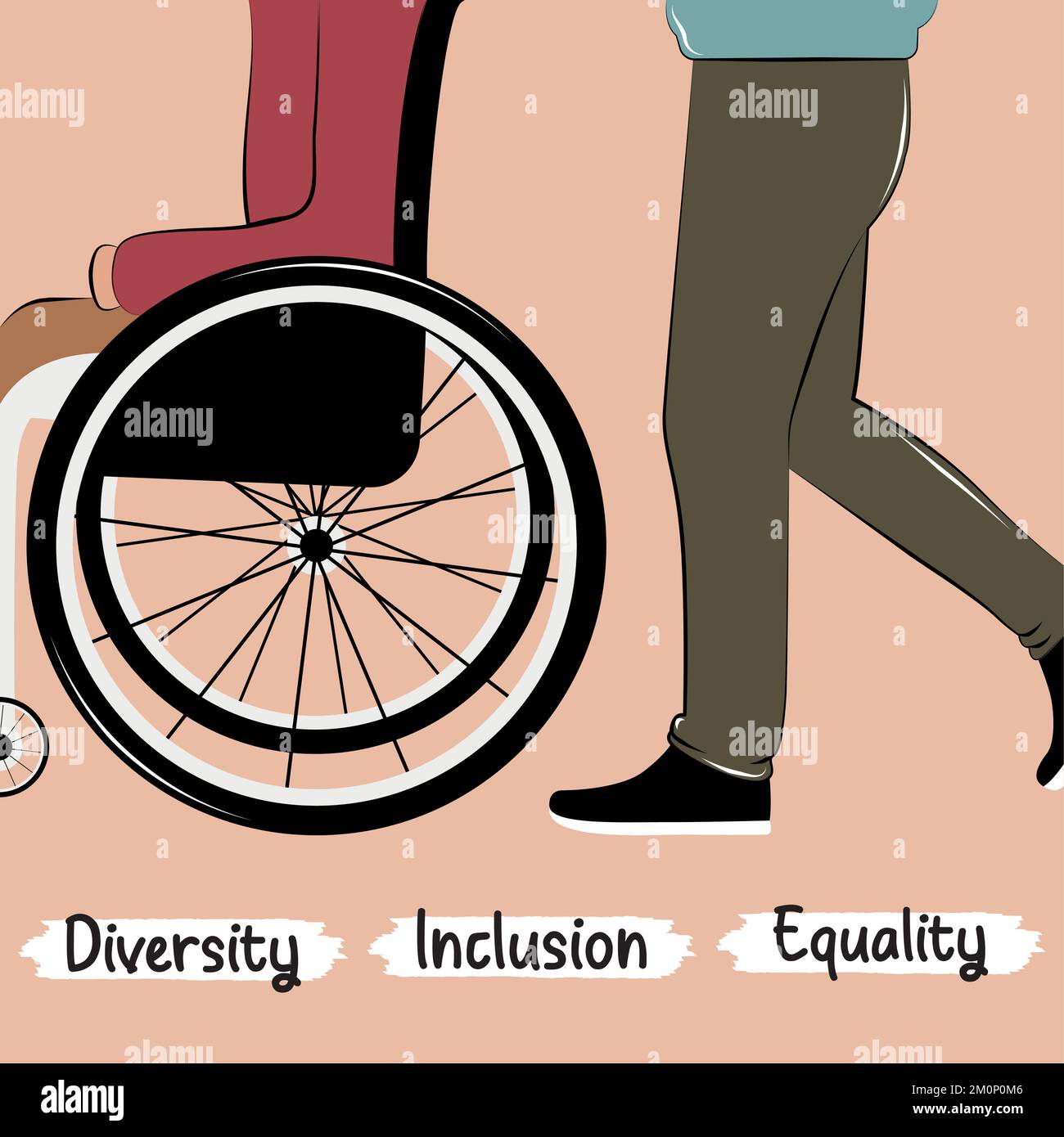 Person carrying another person on wheelchair Diversity concept Vector