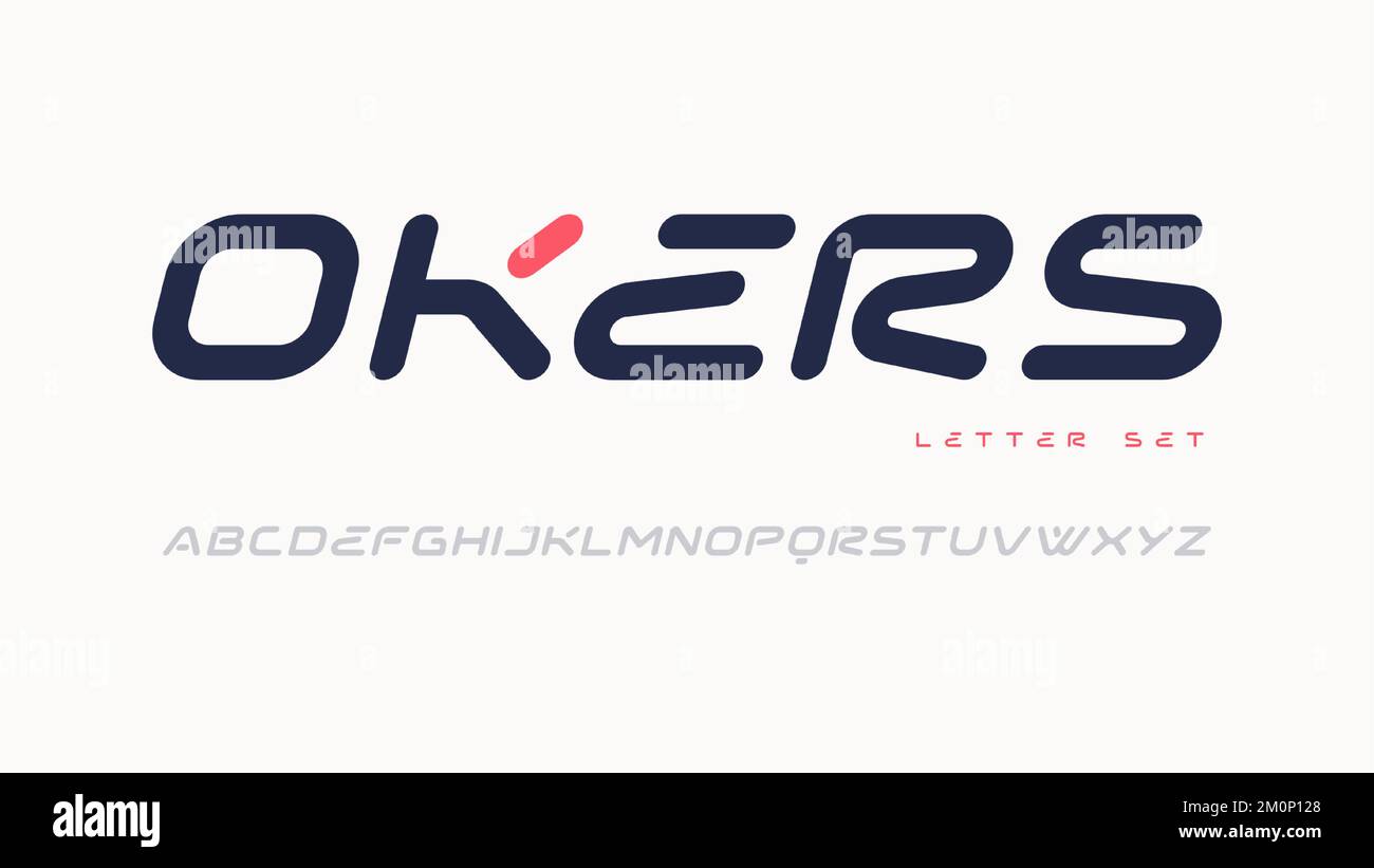 Vector rounded sans serif font, uppercase letter set, alphabet ...