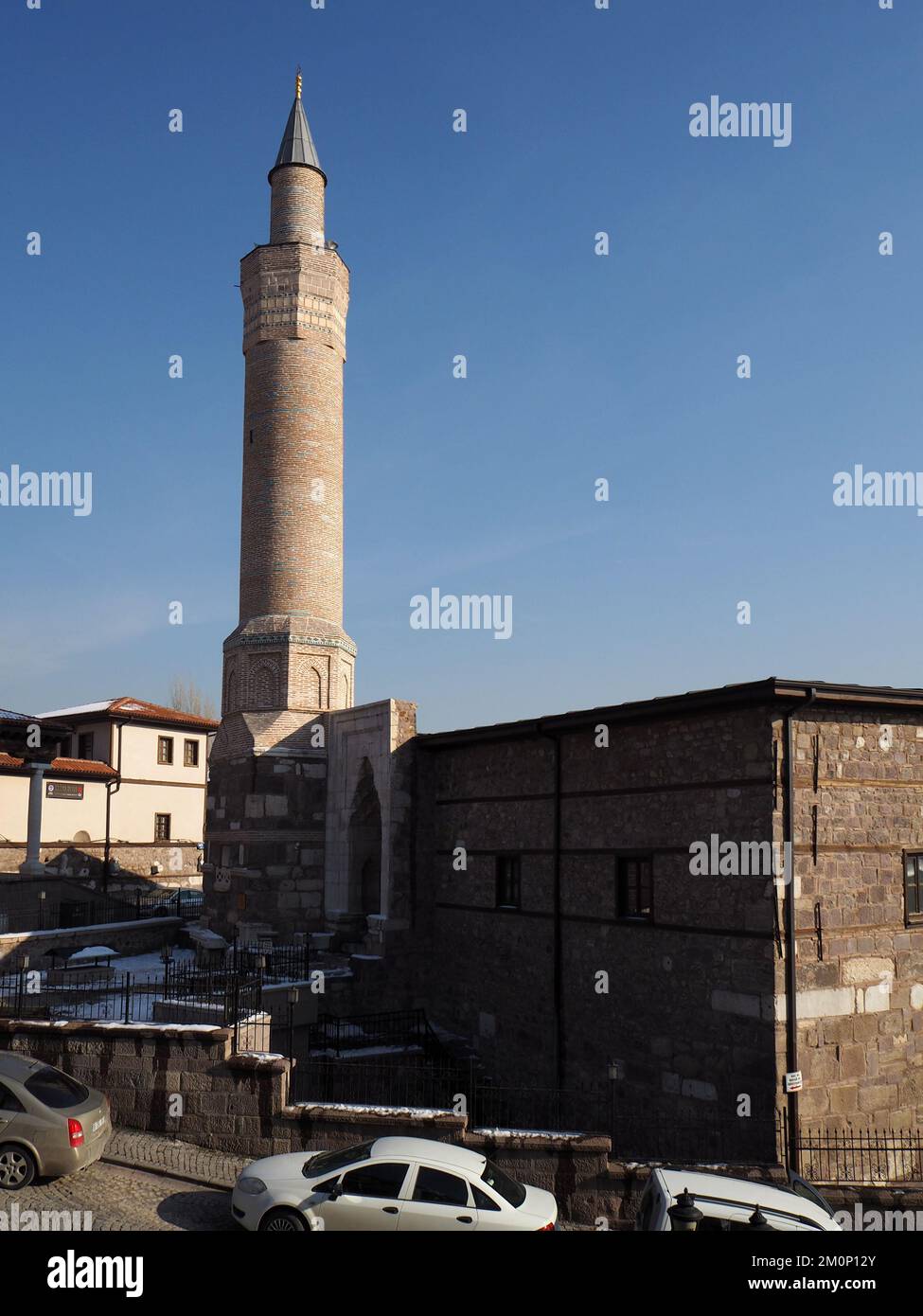 Historical Aslanhane Mosque is a 13th-century mosque in Ankara, Türkiye. 2021 Stock Photo
