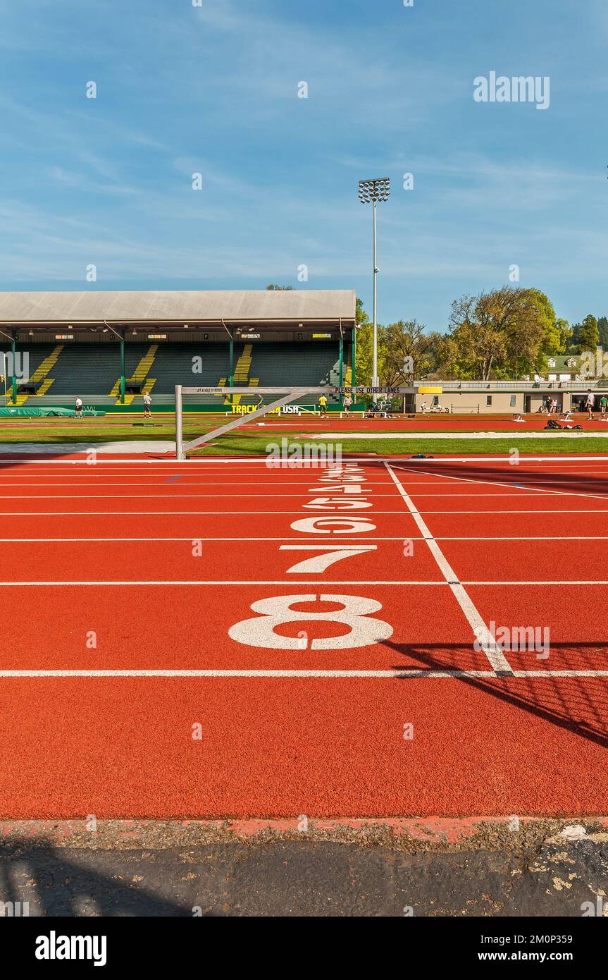 University of Oregon track and field stadium, Hayward Field, in Eugene