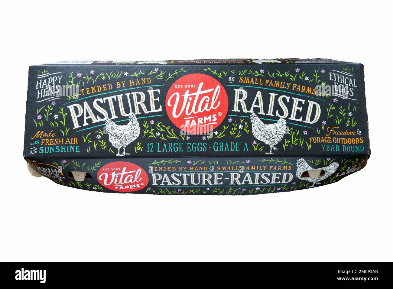 Vital Farms American 12 Large Eggs Pasture Raised Egg Carton Supermarket Packaging Dozen Eggs