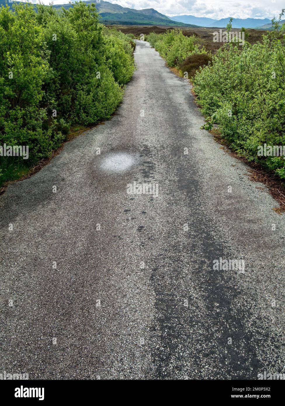 The old, narrow single track road (A851) from Broadford to Armadale, Isle of Skye, Scotland, UK Stock Photo