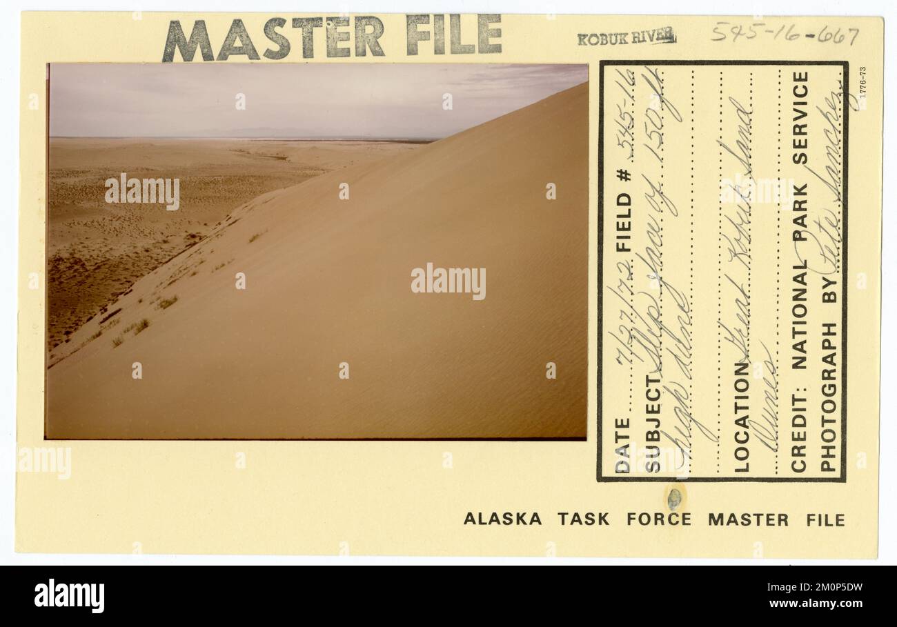 Slip face of 150 ft high dune. Alaska Task Force Photographs Stock