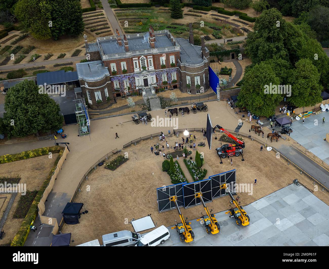 Filming for Bridgerton at Rangers House, Blackheath Stock Photo Alamy