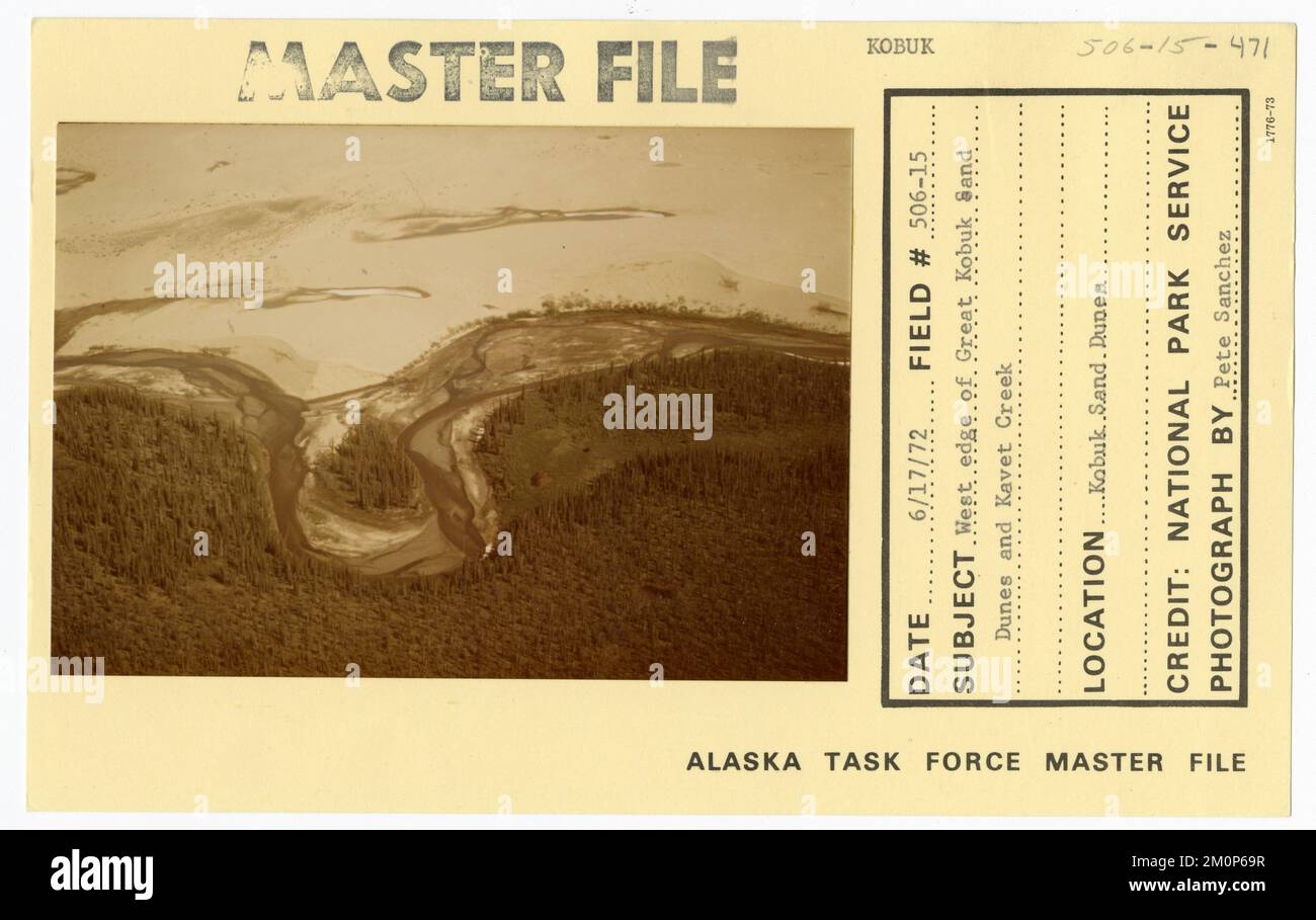 West edge of Great Kobuk Sand Dunes and Kavet Creek. Alaska Task Force Photographs Stock Photo