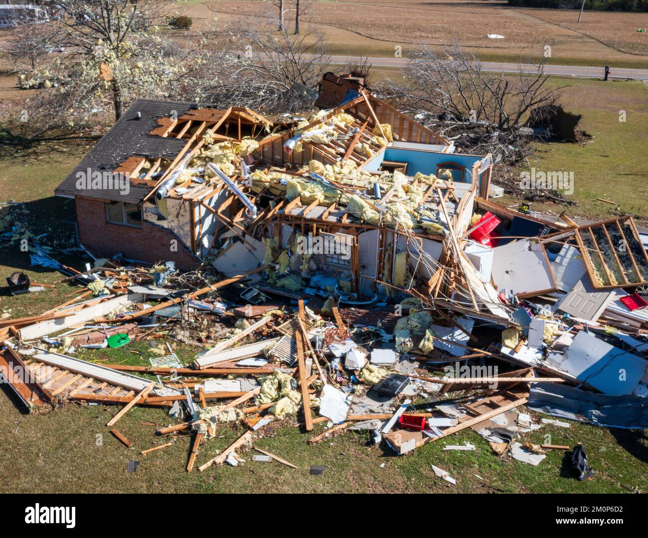 House destroyed by tornado and severe weather. Stock Photo