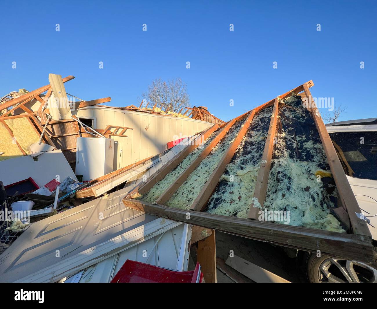 Debris of home destroyed by tornado Stock Photo - Alamy