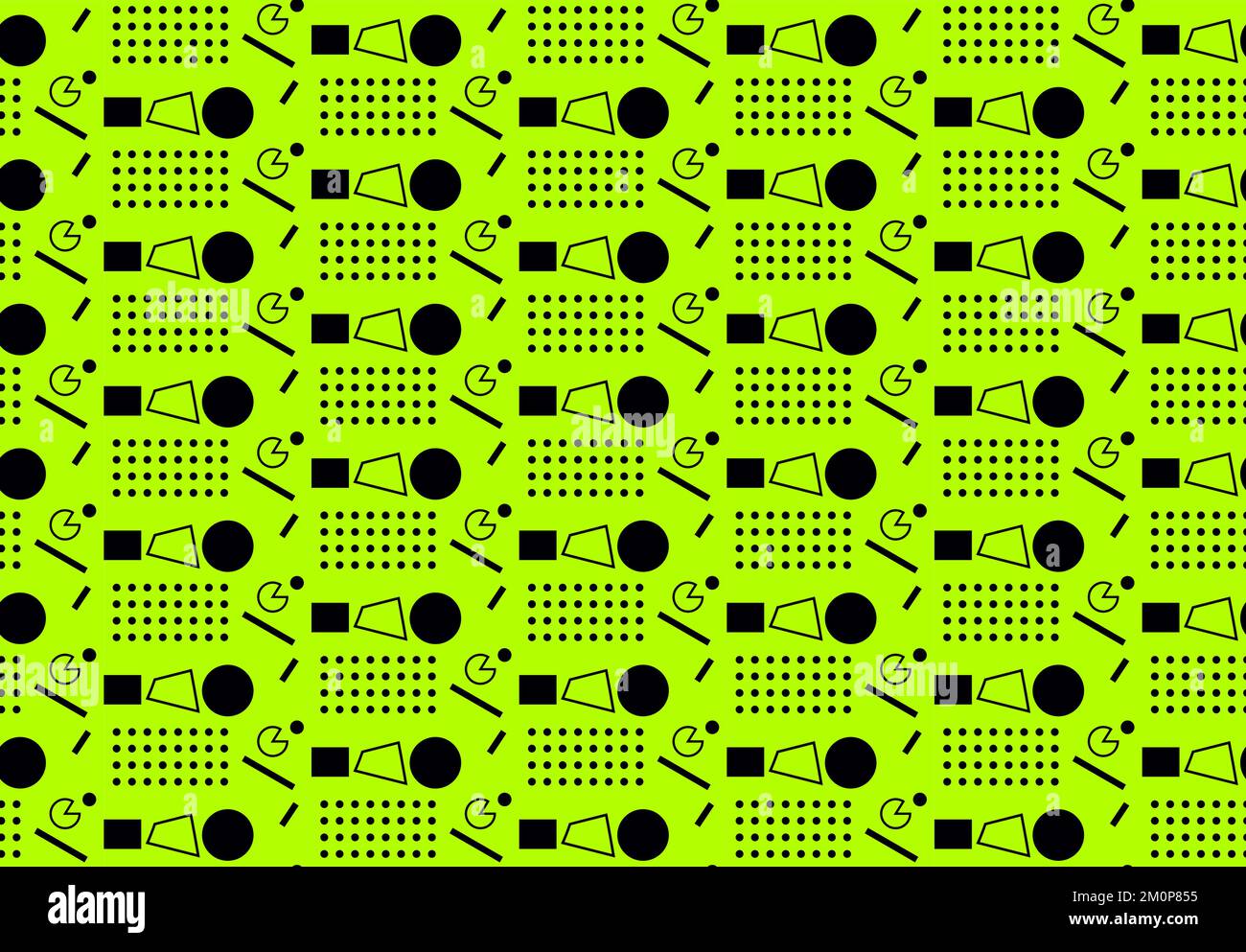 Abstract seamless vector pattern made of simple geometry, black on green Stock Vector