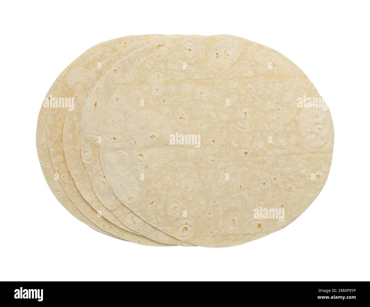 five wheat round tortillas or pita lavash round flat bread from above