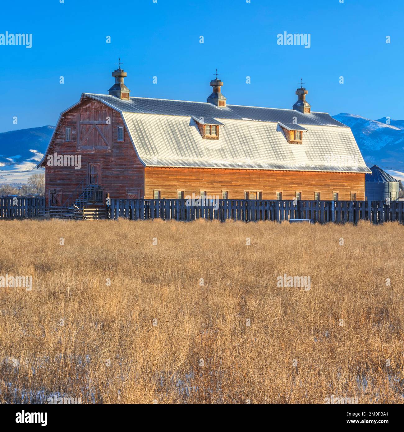old barn in the helena valley below the elkhorn mountains near helena