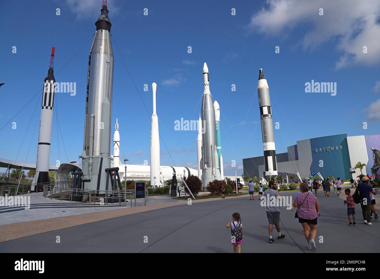 Rocket garden at Kennedy Space Center visitor complex Stock Photo
