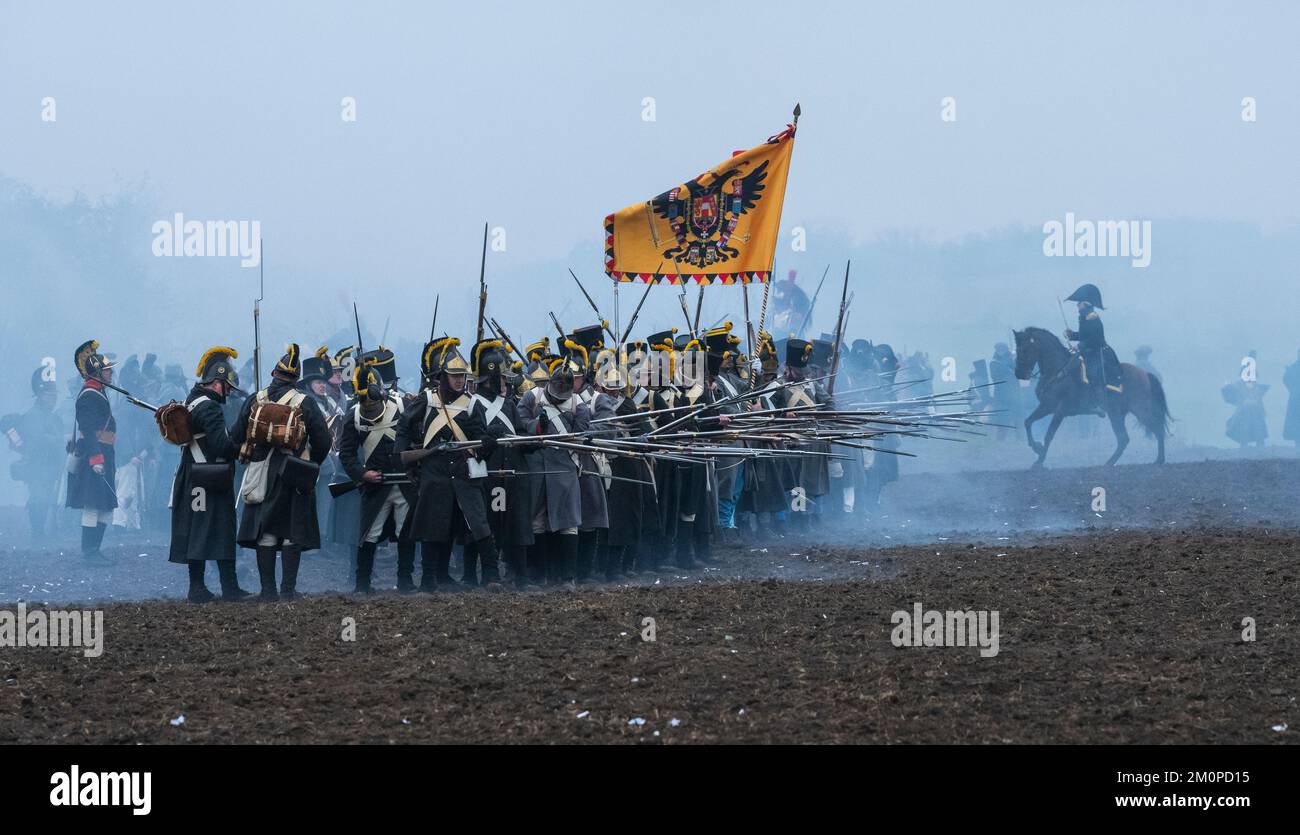 Battle of Austerlitz reconstruction 2022 in Tvarozna , Czech Republic Stock Photo