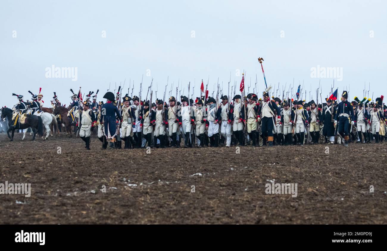 Battle of Austerlitz reconstruction 2022 in Tvarozna , Czech Republic Stock Photo