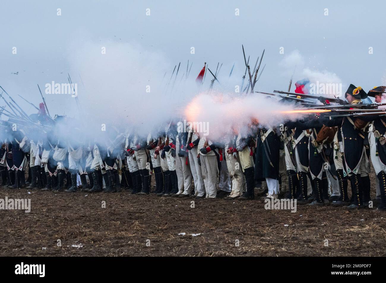 Battle of Austerlitz reconstruction 2022 in Tvarozna , Czech Republic Stock Photo