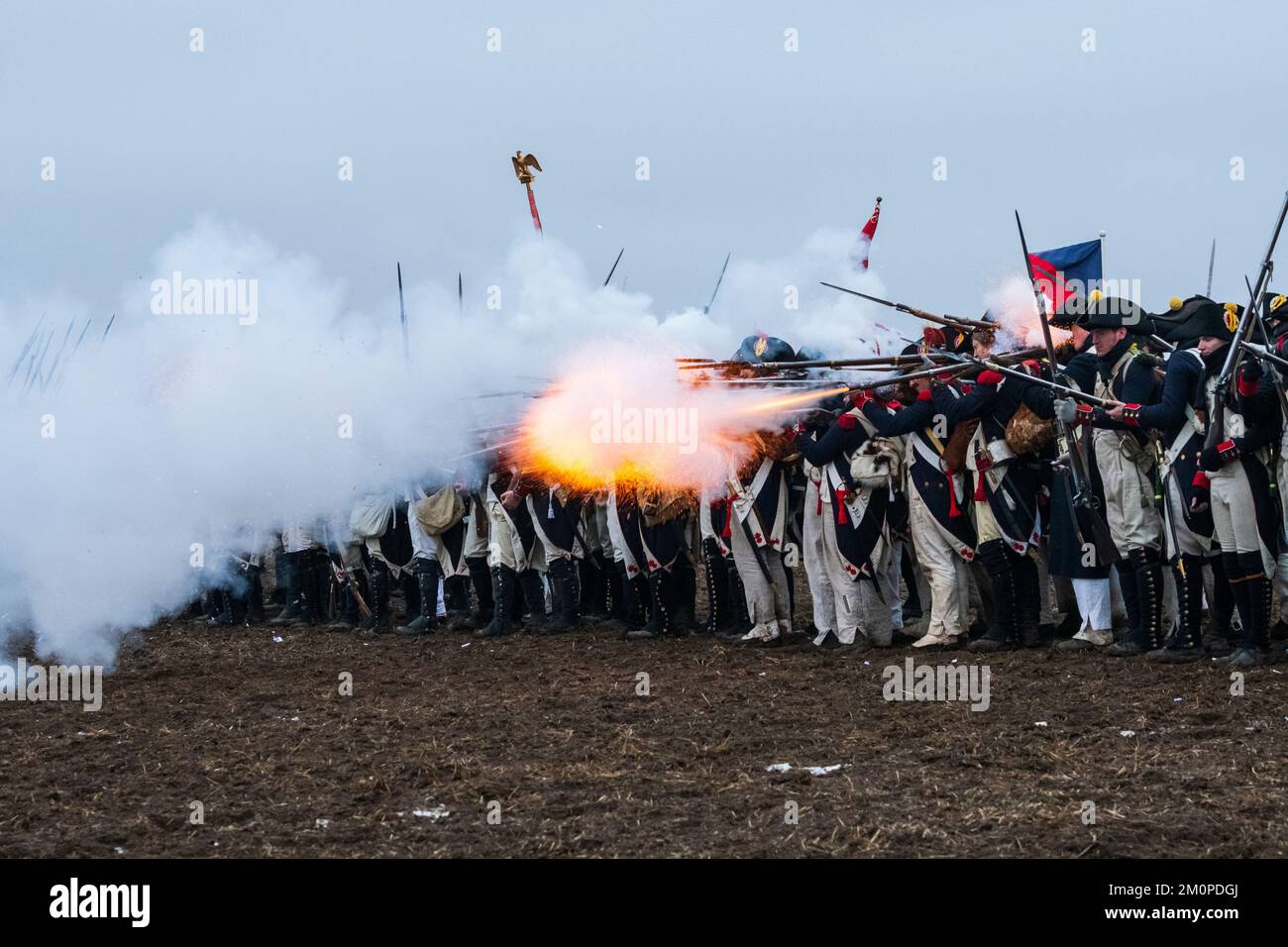 Battle of Austerlitz reconstruction 2022 in Tvarozna , Czech Republic Stock Photo