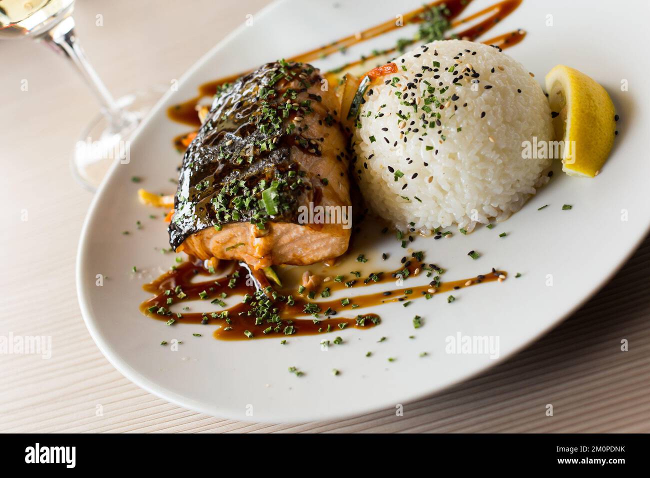 baked salmon in japanise style Stock Photo - Alamy