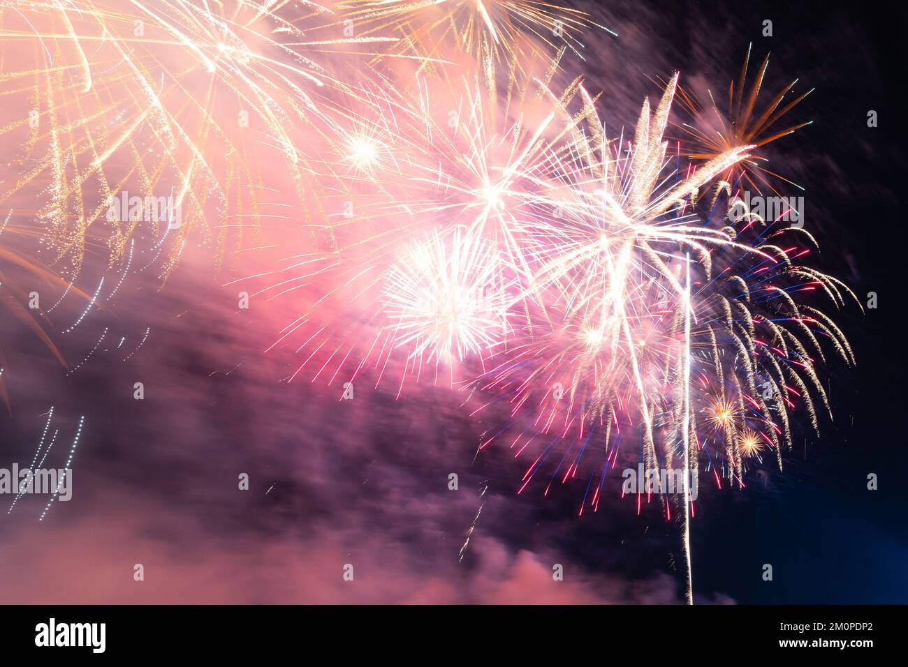 Fireworks show. 4th July or happy new year background photo. Party or