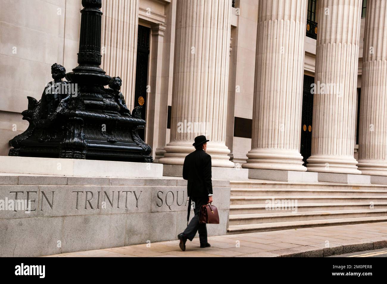Ten Trinity Square in London is a Grade II listed Beaux-Arts building with a massive fluted columned grand staircase. Stock Photo
